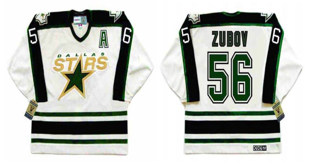 2019 Men Dallas Stars #56 Zubov White CCM NHL jerseys